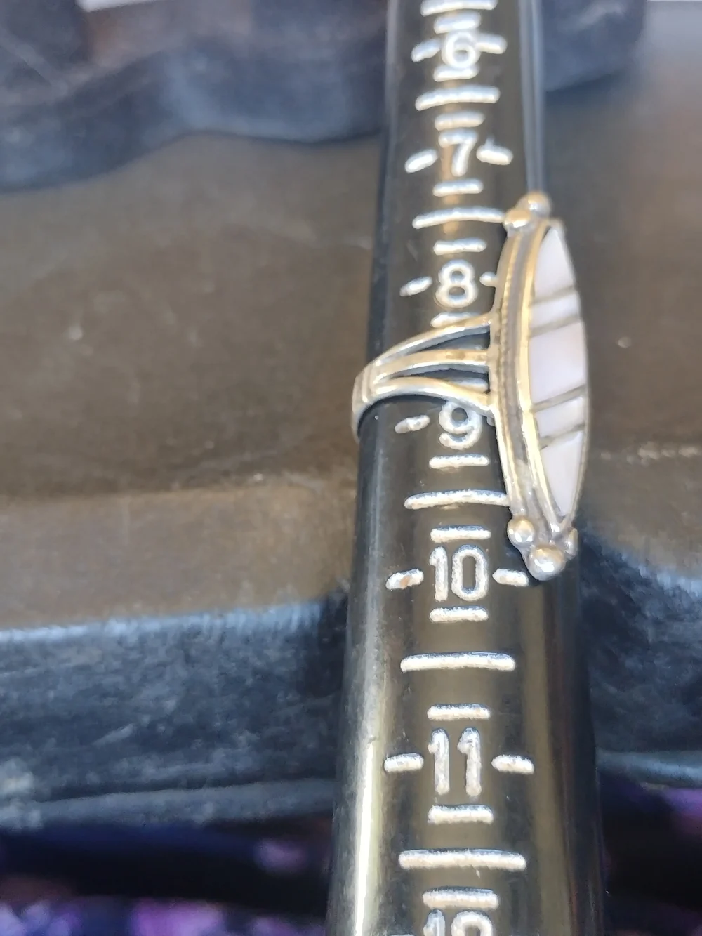 Marquise Mother-of-Pearl Inlay Split Shank Ring - White
